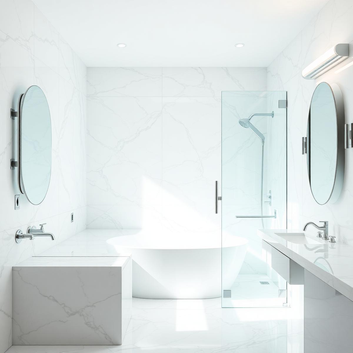 Sparkling clean luxury marble bathroom