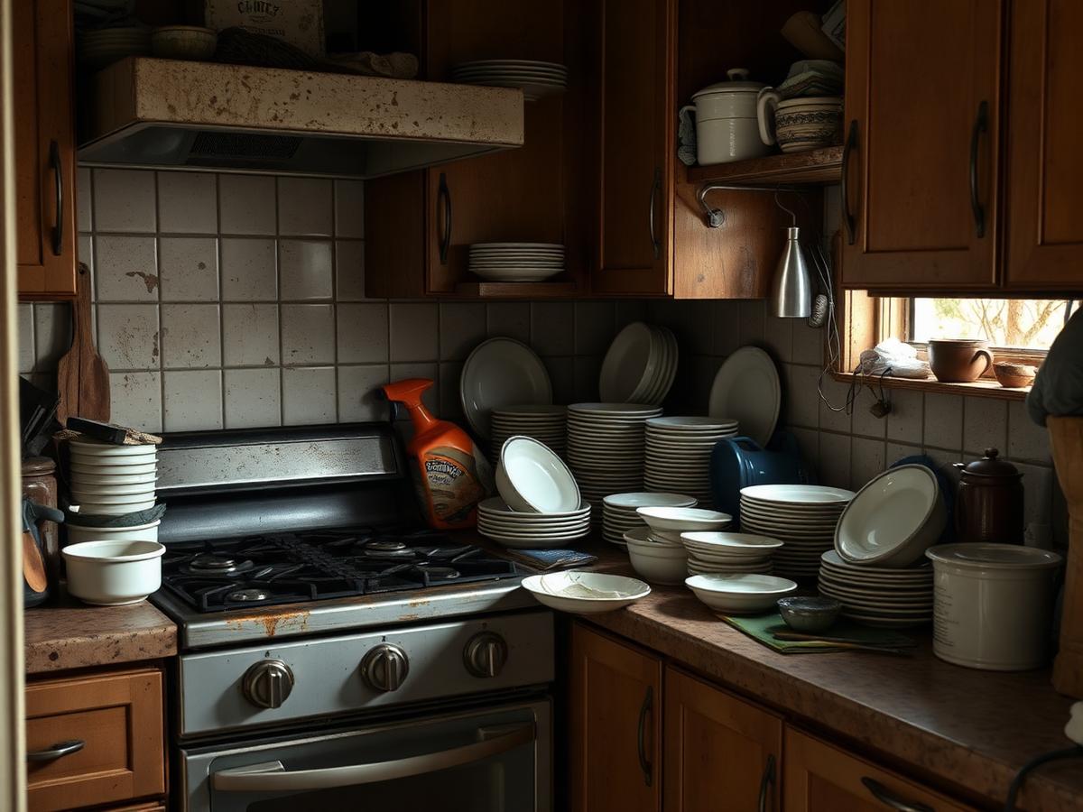 Kitchen before Weshyne deep cleaning