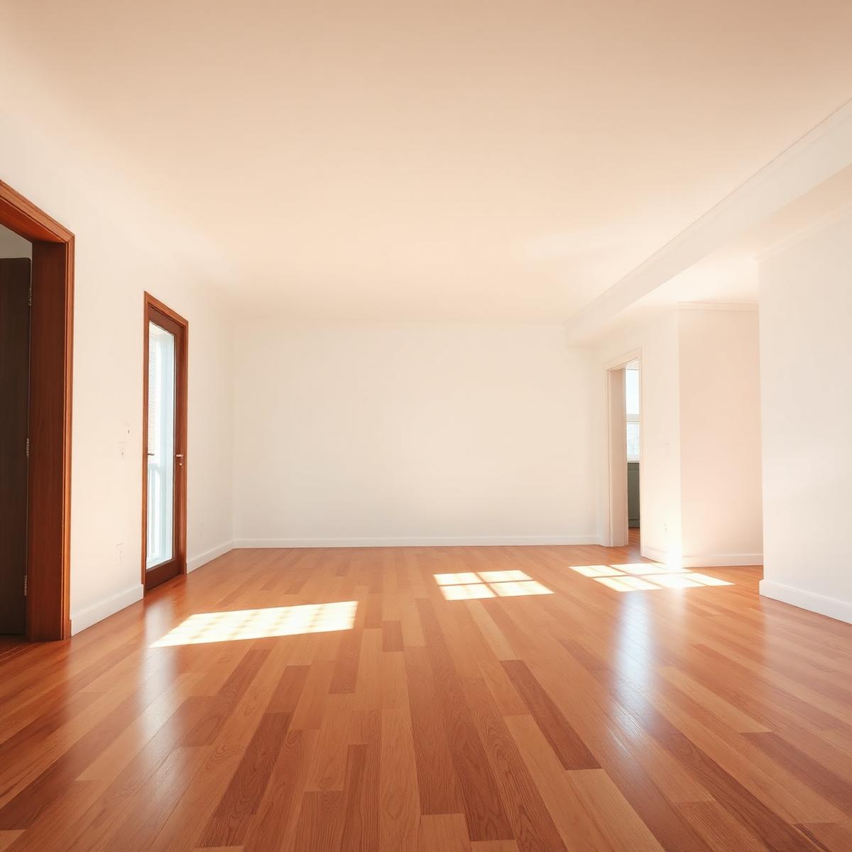 Empty apartment with gleaming floors after a move-out clean